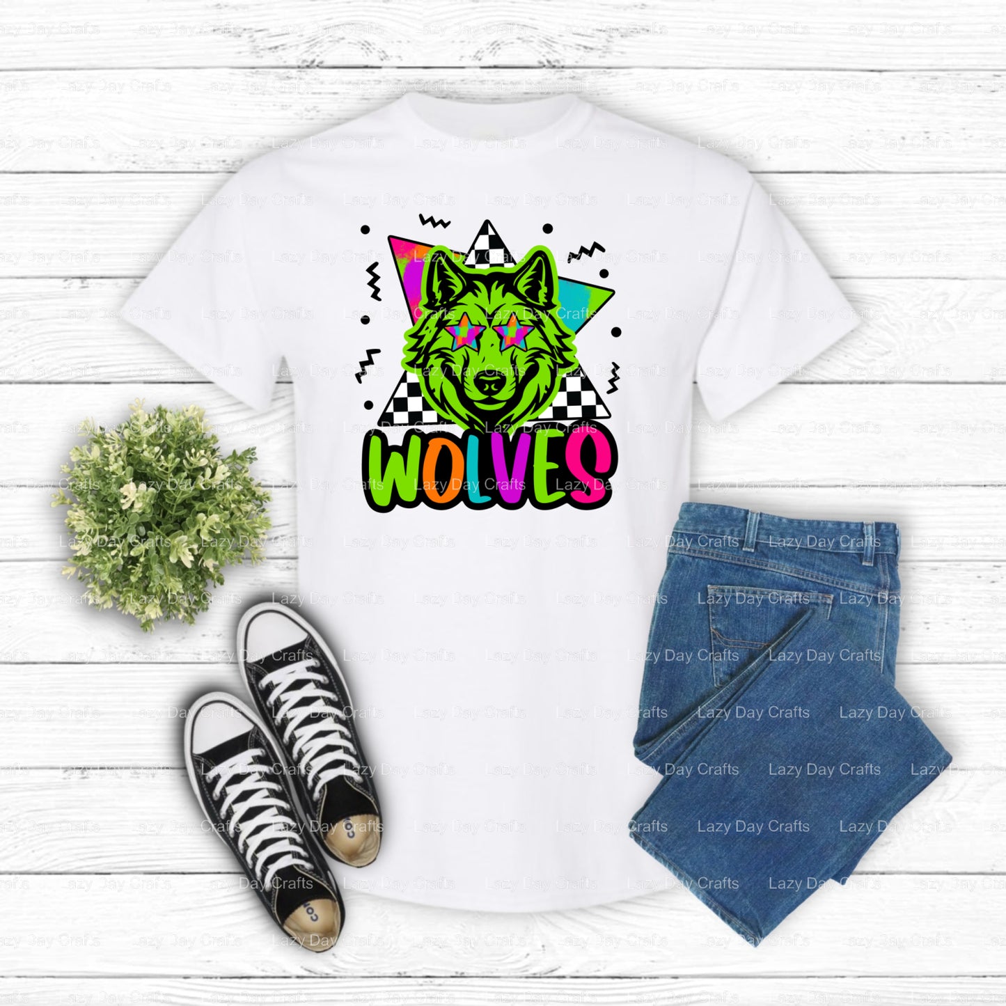 WOLVES Blue Tie-Dye Wolf Head – School Spirit DTF Transfer (view 1 of 2) – by Lazy Day Crafts – DTF Transfers – DTF Transf...
