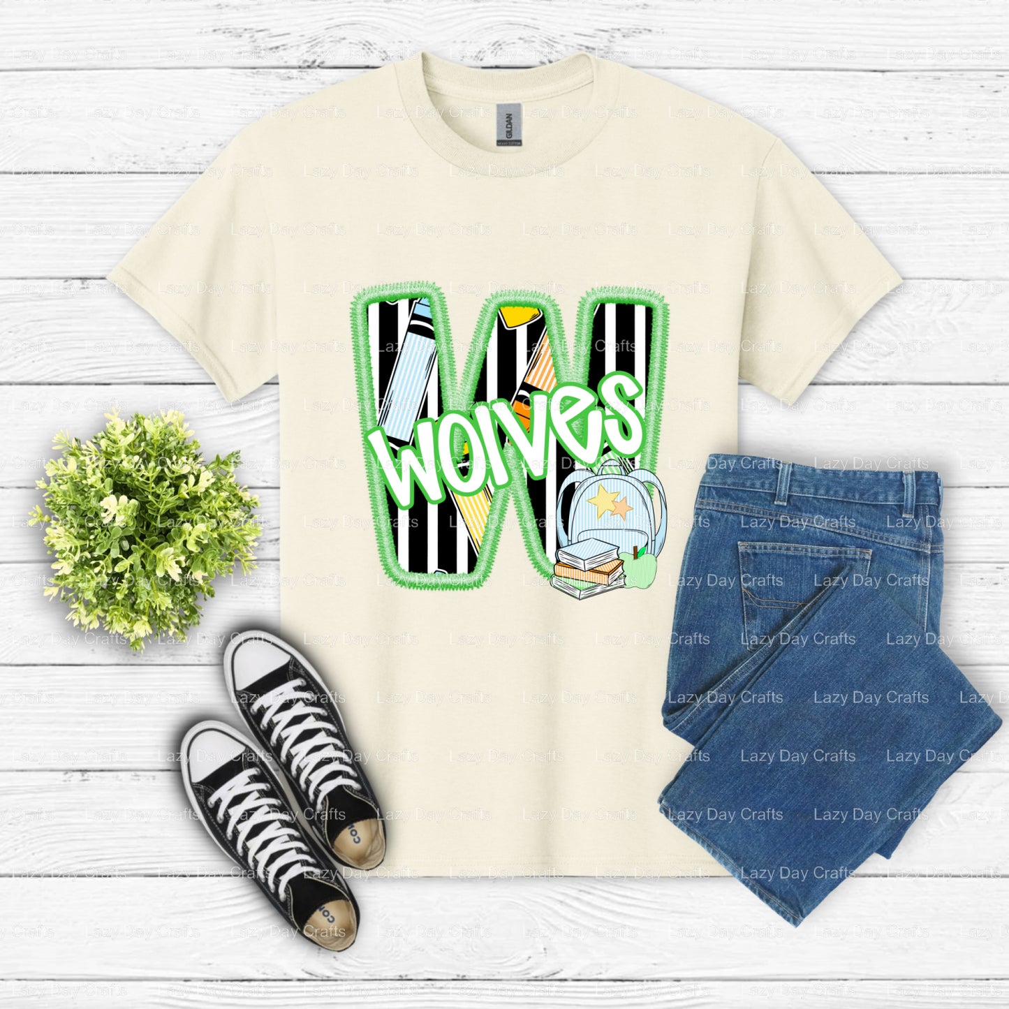WOLVES Howling Mascot – School Spirit DTF Transfer (view 1 of 2) – by Lazy Day Crafts – DTF Transfers – DTF Transfers, Pre...