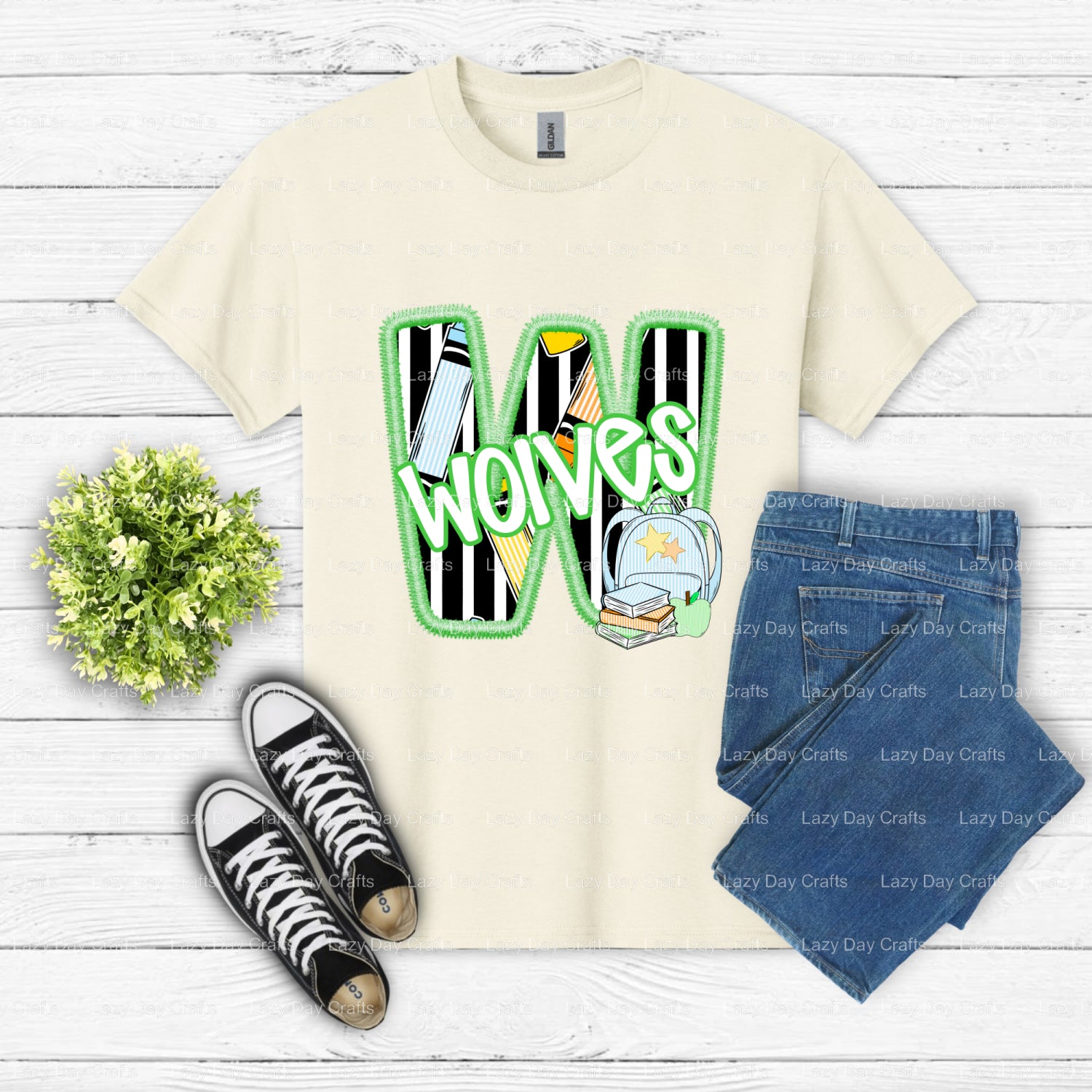 WOLVES Howling Mascot – School Spirit DTF Transfer (view 1 of 2) – by Lazy Day Crafts – DTF Transfers – DTF Transfers, Pre...