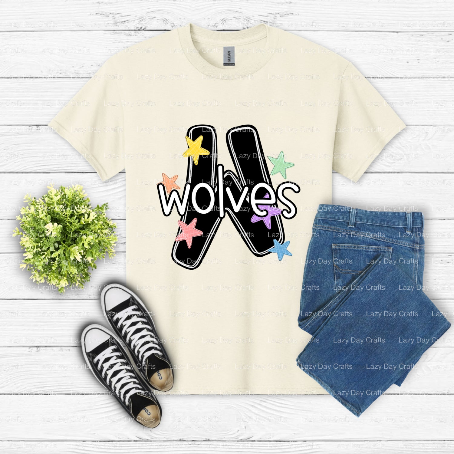 WOLVES – Mascot DTF Transfer (view 1 of 2) – by Lazy Day Crafts – DTF Transfers – DTF Transfers, Apparel