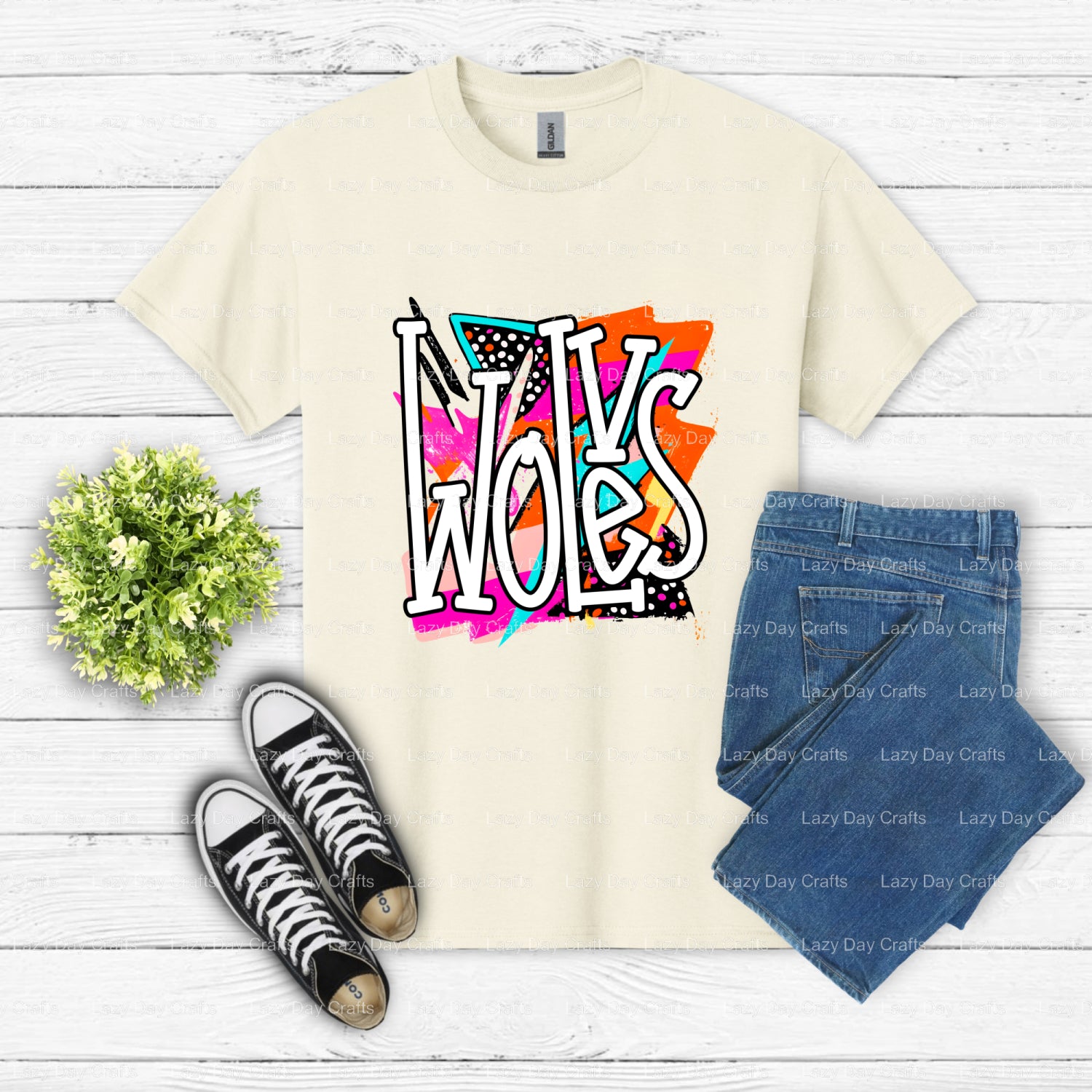 WOLVES Mascot School Spirit DTF Transfer (view 1 of 2) – by Lazy Day Crafts – DTF Transfers – DTF Transfers, Premade DTF