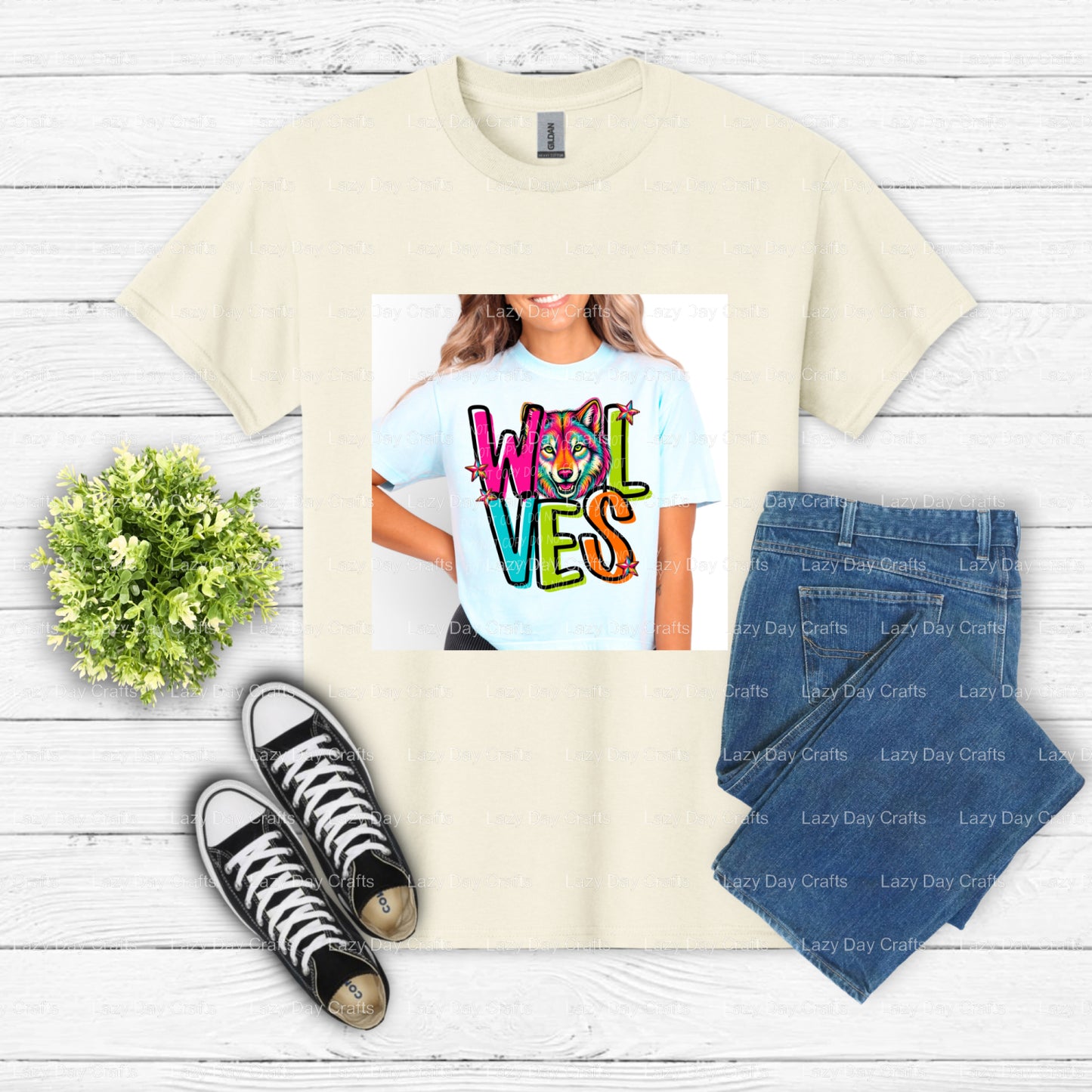 WOLVES – School Spirit DTF Transfer (view 1 of 2) – by Lazy Day Crafts – DTF Transfers – DTF Transfers, Premade DTF