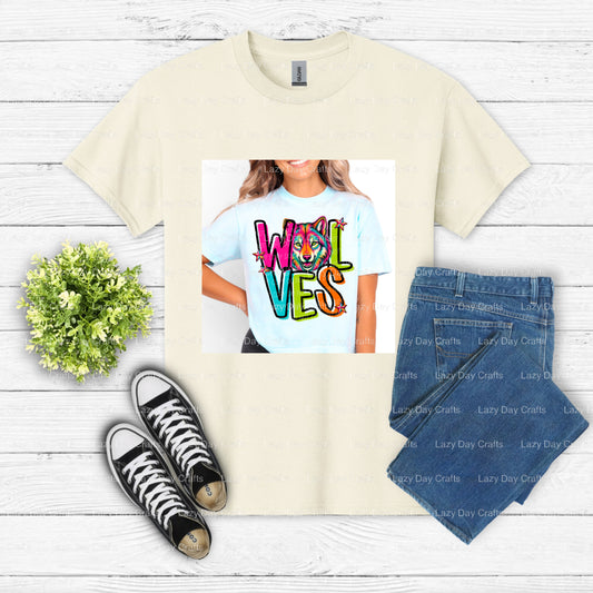 WOLVES – School Spirit DTF Transfer (view 1 of 2) – by Lazy Day Crafts – DTF Transfers – DTF Transfers, Premade DTF
