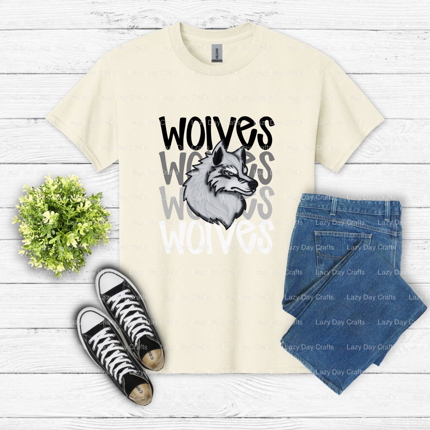 WOLVES – School Spirit DTF Transfer (view 2 of 2) – by Lazy Day Crafts – DTF Transfers – DTF Transfers, Premade DTF