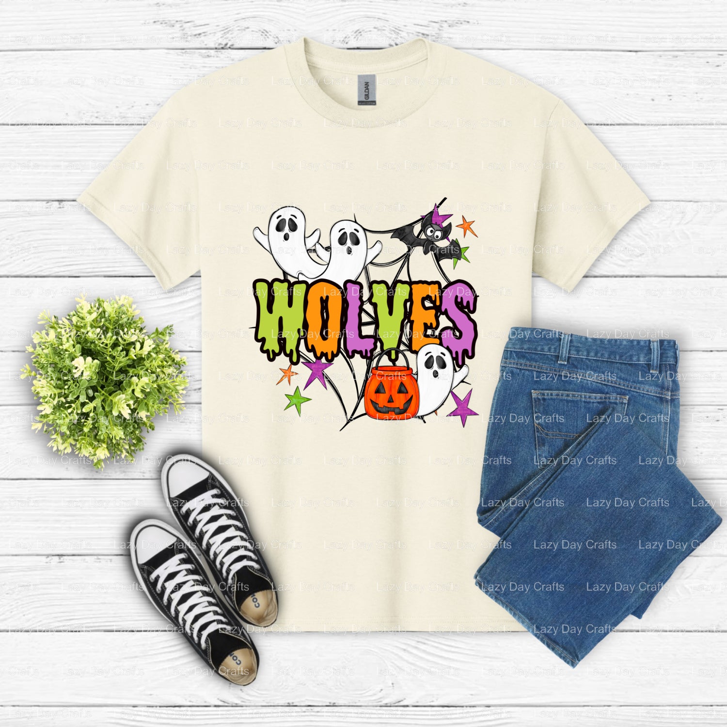 WOLVES Tie-Dye – School Spirit DTF Transfer (view 2 of 2) – by Lazy Day Crafts – DTF Transfers – DTF Transfers, Premade DTF