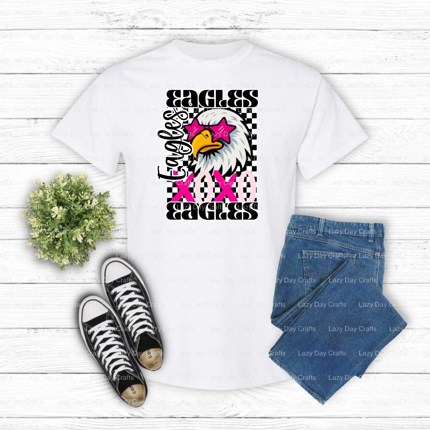 XOXO EAGLES School Mascot – DTF Transfer (view 2 of 2) – by Lazy Day Crafts – DTF Transfers – School Mascot, DTF Transfer