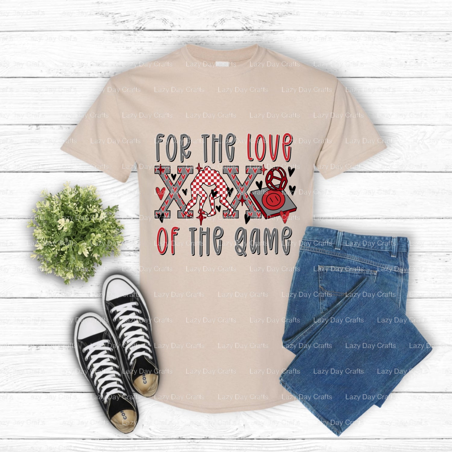 XOXO LOVE THE GAME WRESTLING – DTF Transfer (view 2 of 2) – by Lazy Day Crafts – DTF Transfers – DTF Transfers, Premade DTF
