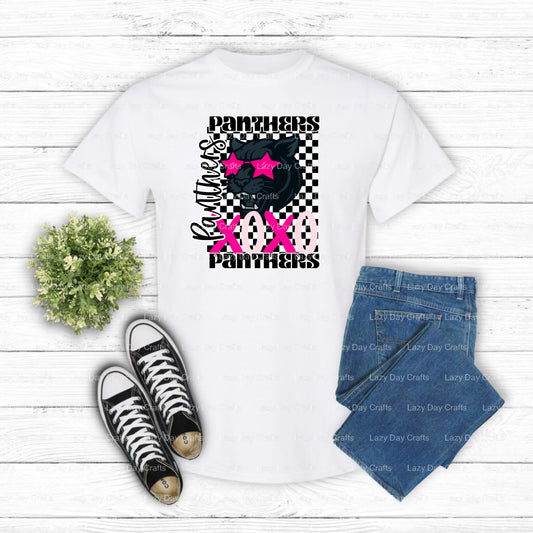 XOXO PANTHERS Panther Mascot – School Spirit DTF Transfer (view 1 of 2) – by Lazy Day Crafts – DTF Transfers – School Masc...