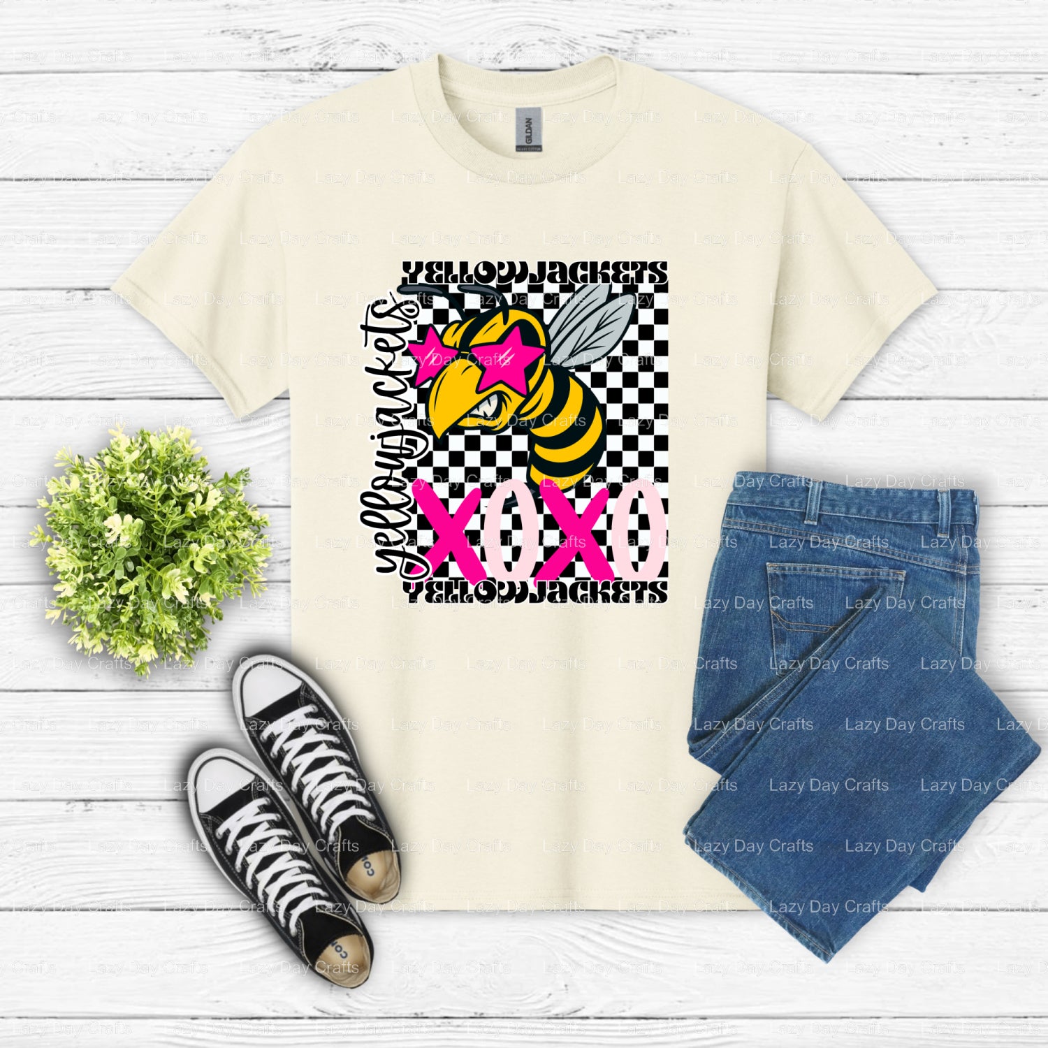 XOXO YELLOWJACKETS – School Spirit DTF Transfer (view 1 of 2) – by Lazy Day Crafts – DTF Transfers – School Spirit, Mascot...