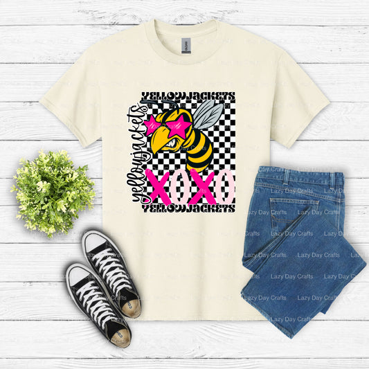 XOXO YELLOWJACKETS – School Spirit DTF Transfer (view 1 of 2) – by Lazy Day Crafts – DTF Transfers – School Spirit, Mascot...