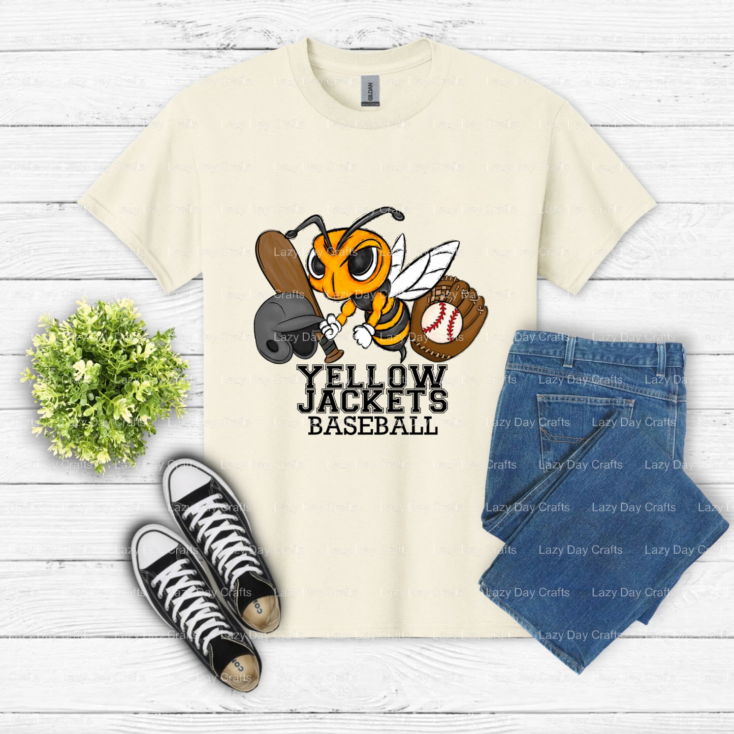 YELLOW JACKETS BASEBALL – School Spirit DTF Transfer (view 2 of 2) – by Lazy Day Crafts – DTF Transfers – School Spirit, M...