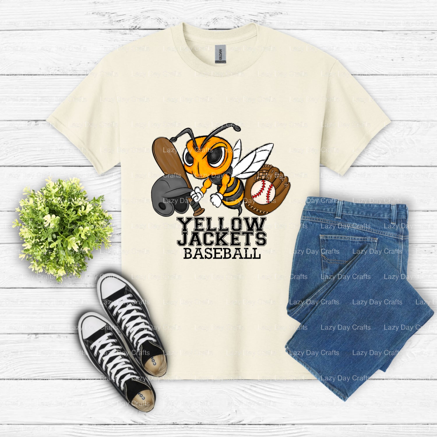 YELLOW JACKETS BASEBALL – School Spirit DTF Transfer (view 2 of 2) – by Lazy Day Crafts – DTF Transfers – School Spirit, M...