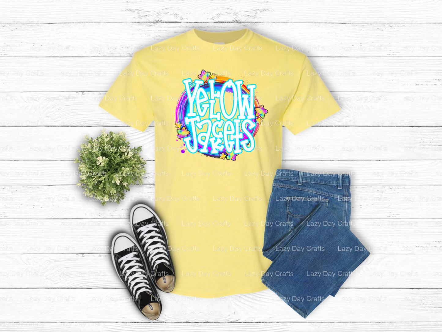 YELLOW JACKETS Mascot – School Spirit DTF Transfer (view 1 of 2) – by Lazy Day Crafts – DTF Transfers – School Spirit, DTF...