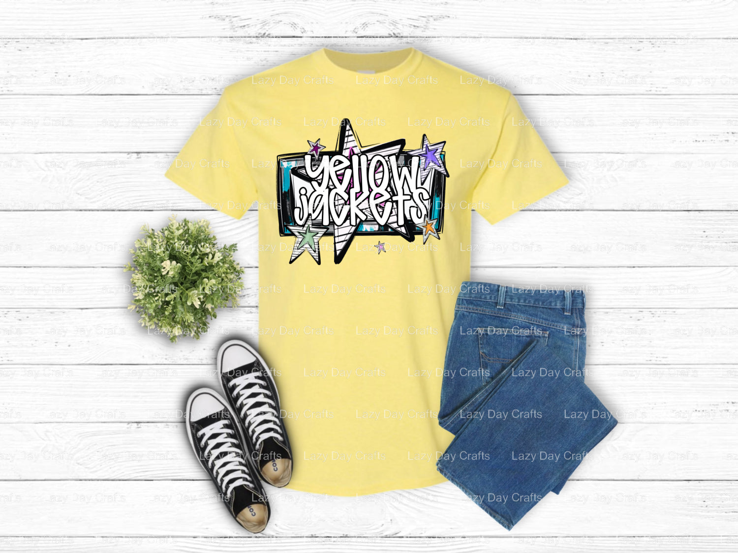 YELLOW JACKETS – School Spirit DTF Transfer (view 1 of 2) – by Lazy Day Crafts – DTF Transfers – School Spirit, Mascot DTF...