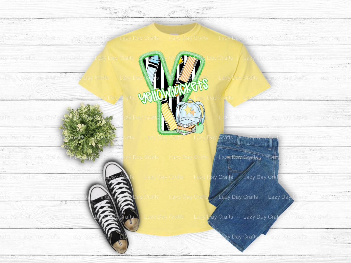 YELLOW JACKETS – School Spirit DTF Transfer (view 1 of 2) – by Lazy Day Crafts – DTF Transfers – School Spirit, Mascot DTF...
