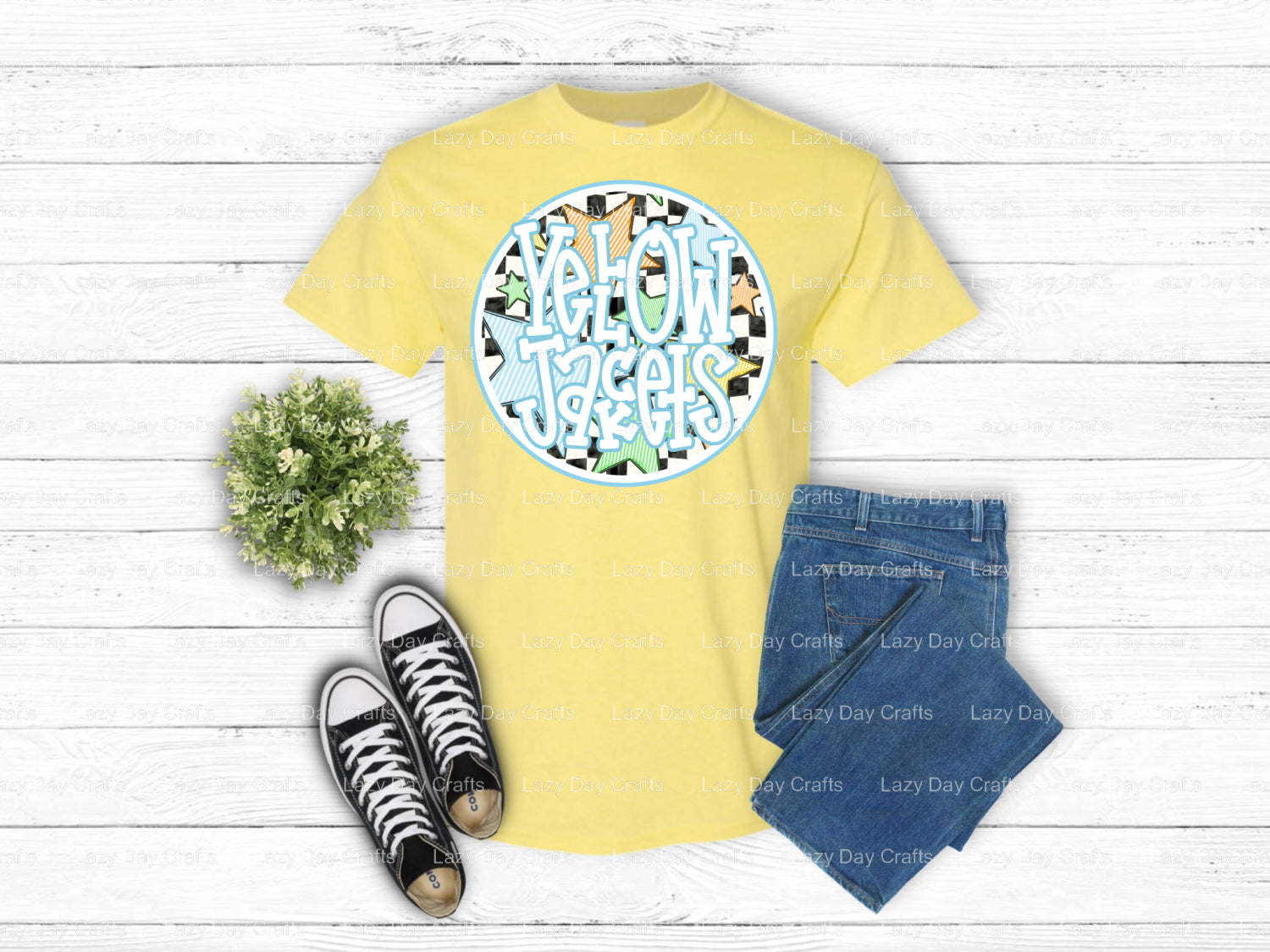 YELLOW JACKETS – School Spirit DTF Transfer (view 1 of 2) – by Lazy Day Crafts – DTF Transfers – School Spirit, Mascot DTF...