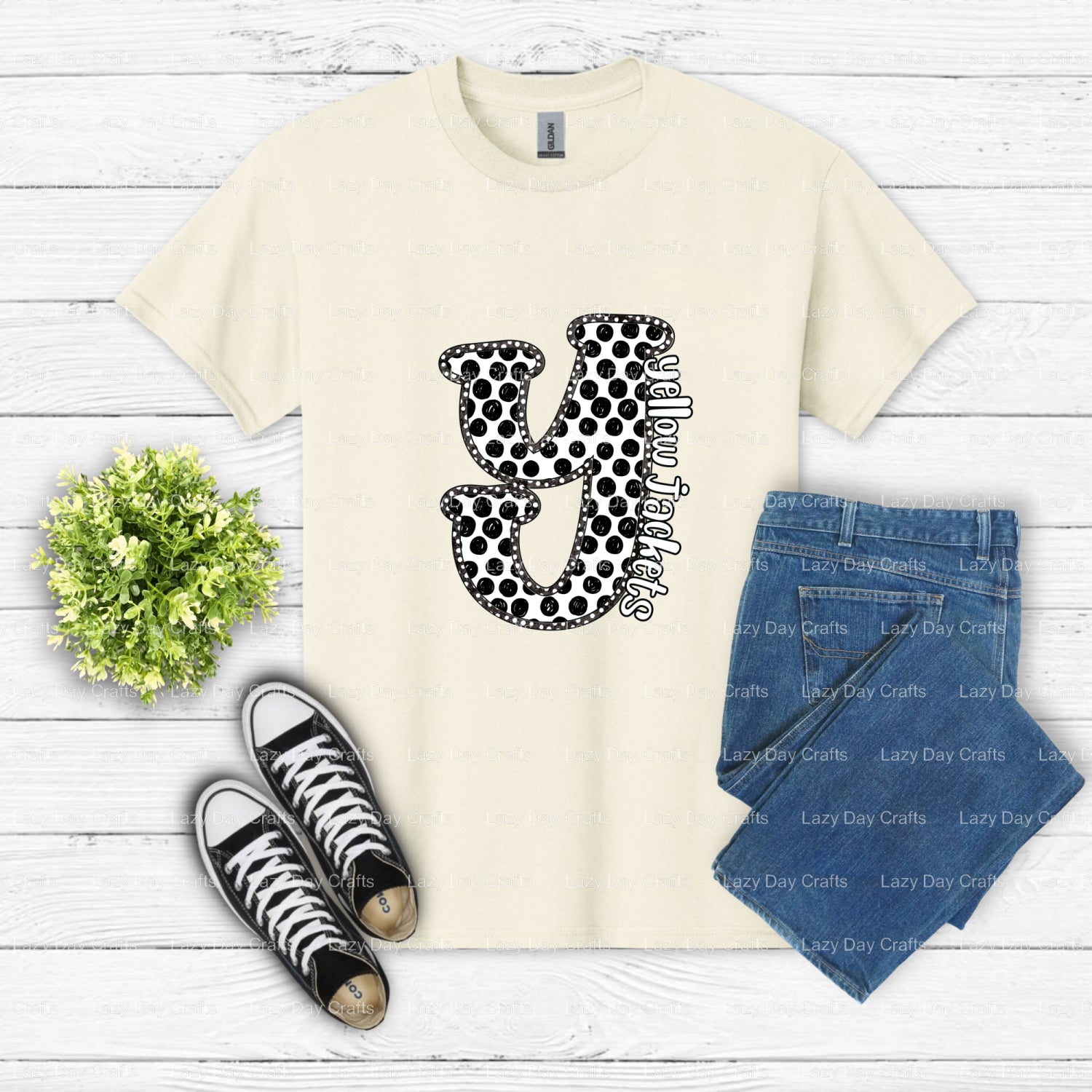 YELLOW JACKETS – School Spirit DTF Transfer (view 1 of 2) – by Lazy Day Crafts – DTF Transfers – School Spirit, Mascot DTF...