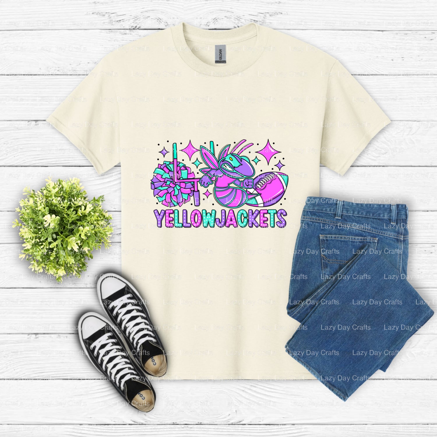 Yellow Jackets – School Spirit DTF Transfer (view 1 of 2) – by Lazy Day Crafts – DTF Transfers – School Spirit, Mascot DTF...