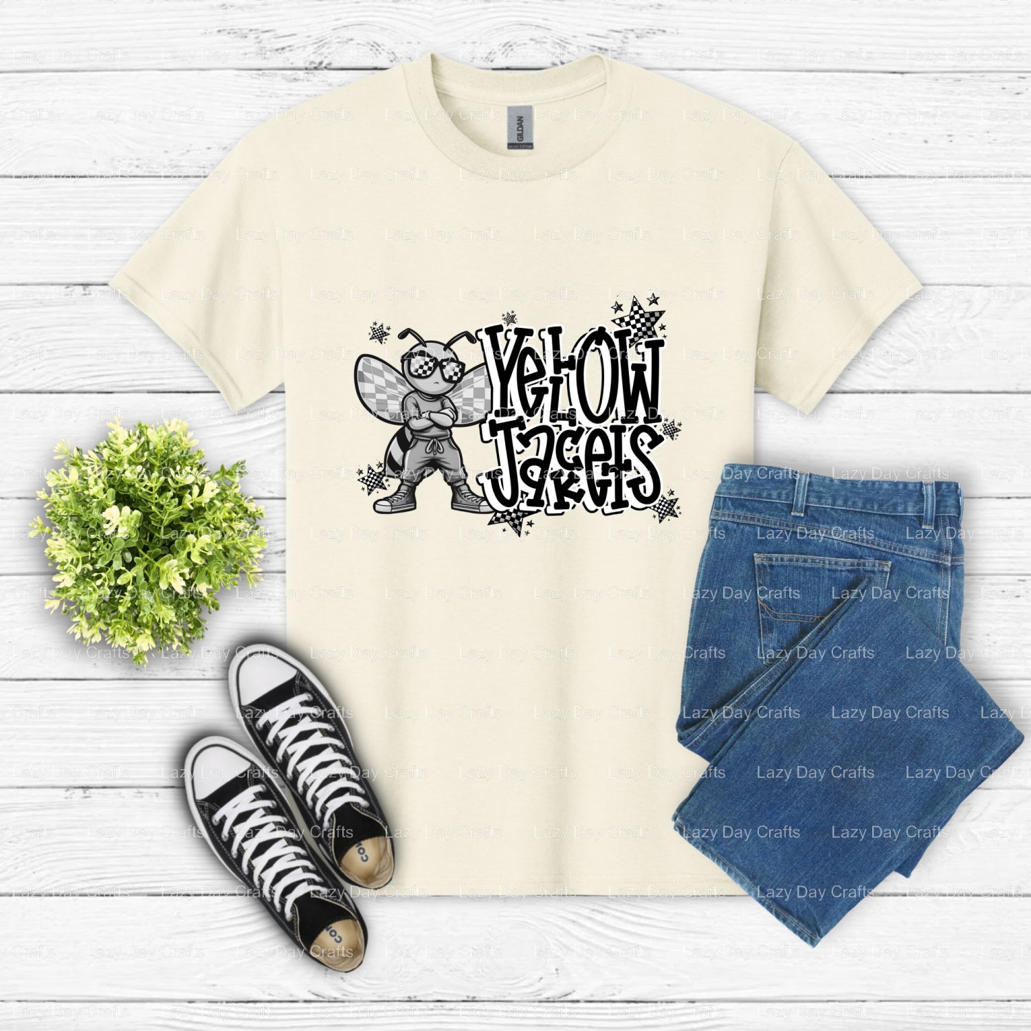 YELLOW JACKETS – School Spirit DTF Transfer (view 2 of 2) – by Lazy Day Crafts – DTF Transfers – School Spirit, Mascot DTF...
