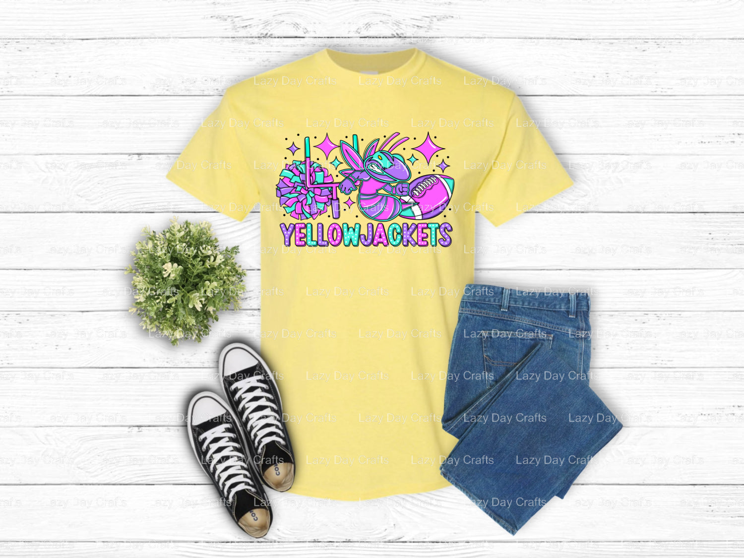 Yellow Jackets – School Spirit DTF Transfer (view 2 of 2) – by Lazy Day Crafts – DTF Transfers – School Spirit, Mascot DTF...