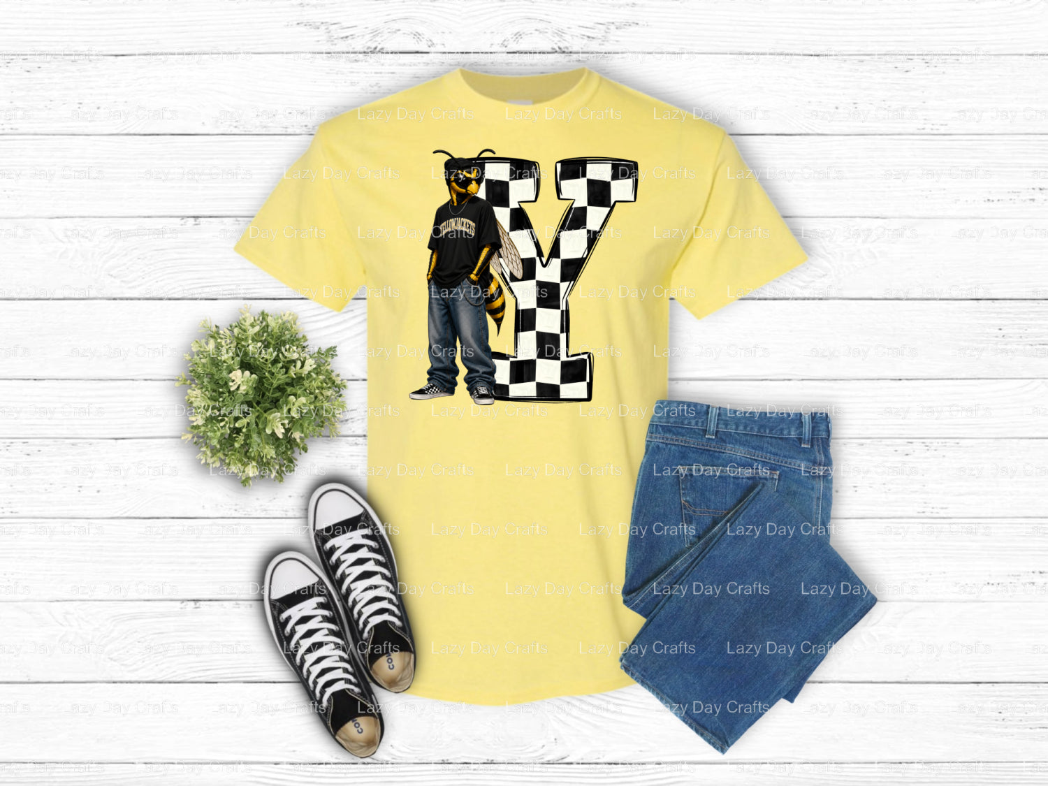 YELLOW JACKETS – School Spirit Mascot DTF Transfer (view 1 of 2) – by Lazy Day Crafts – DTF Transfers – School Spirit, Mas...