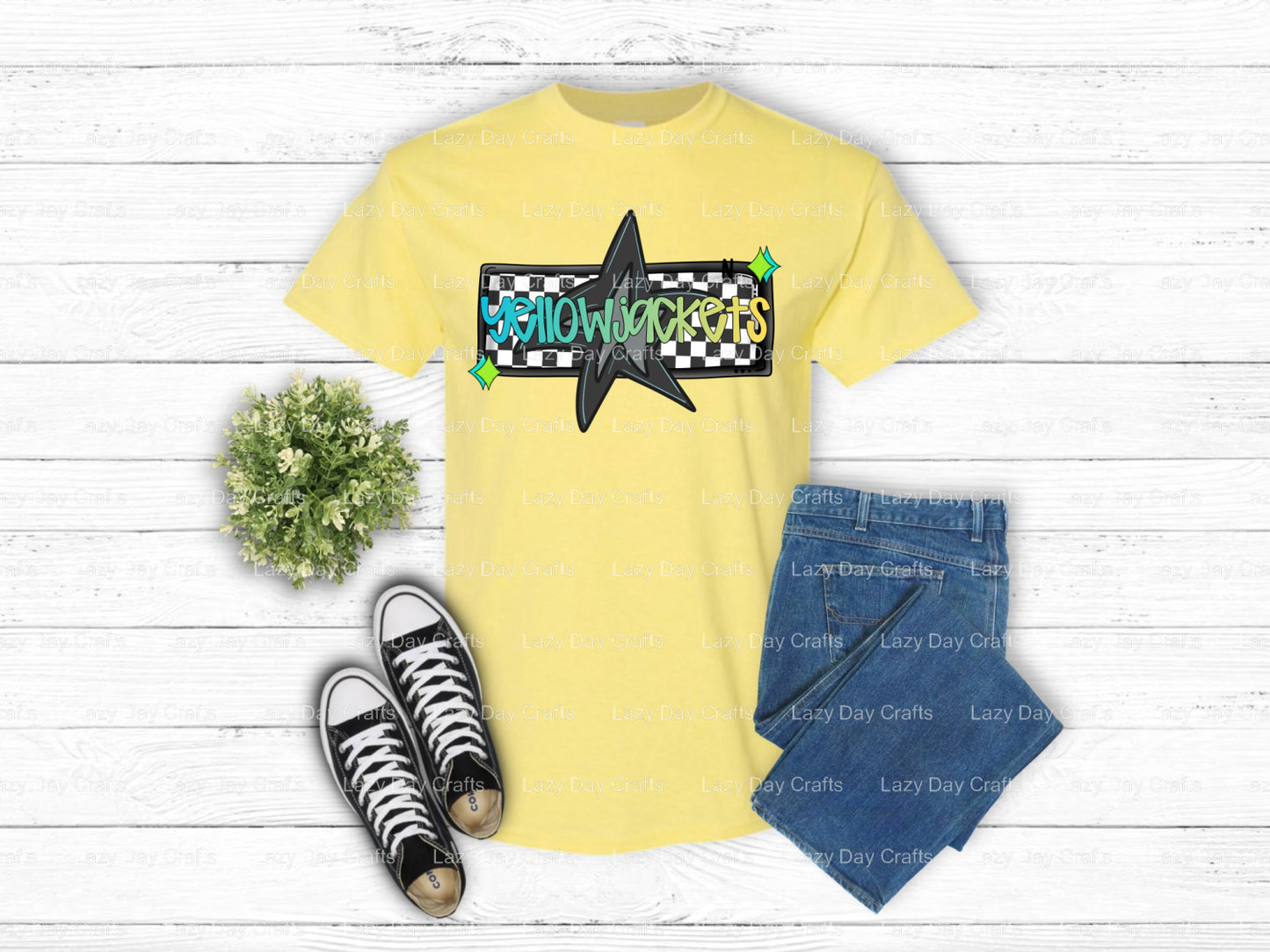YELLOW JACKETS – School Spirit Mascot DTF Transfer (view 1 of 2) – by Lazy Day Crafts – DTF Transfers – School Spirit, Mas...
