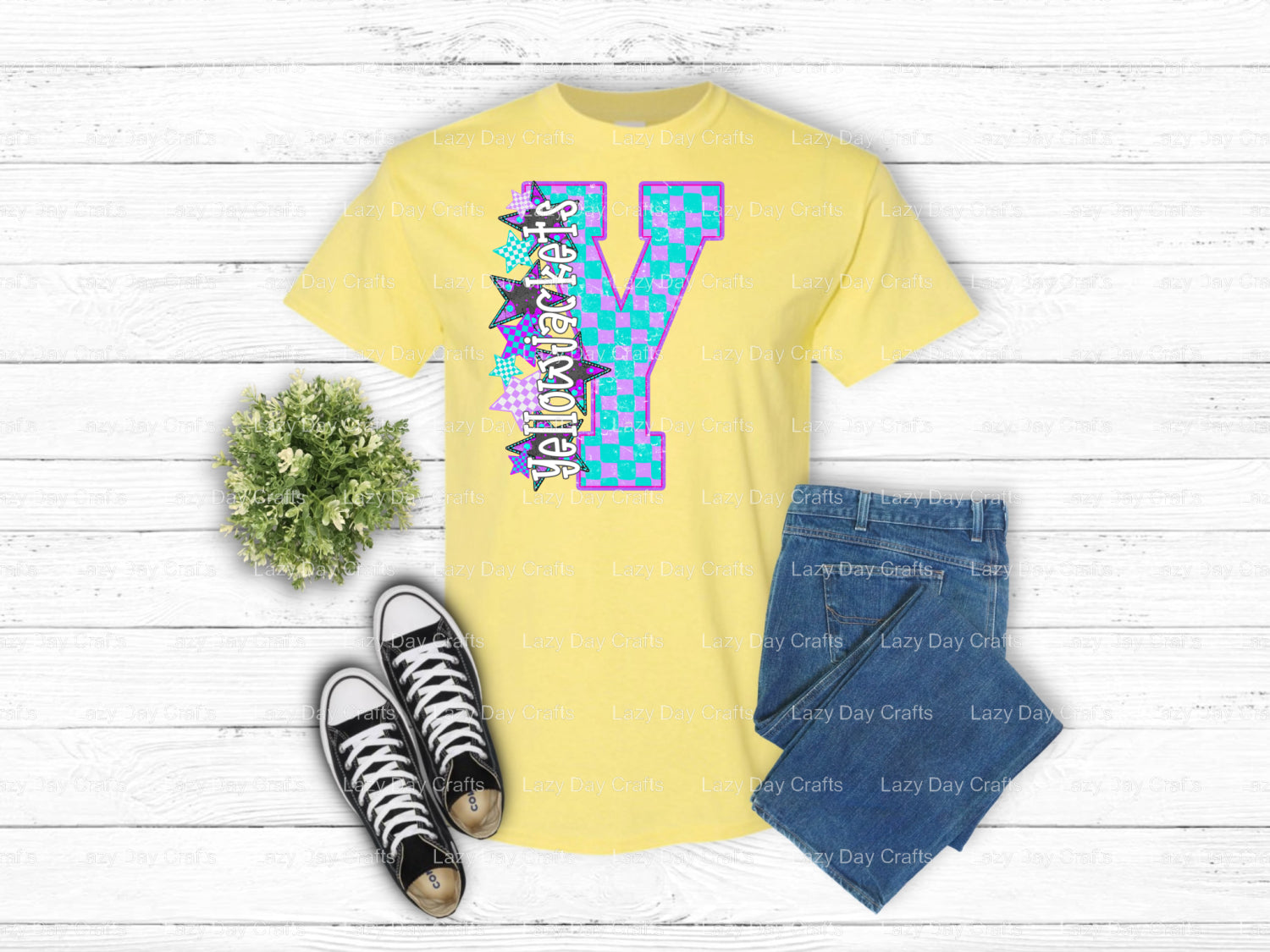 YELLOWJACKETS – School Spirit DTF Transfer (view 1 of 2) – by Lazy Day Crafts – DTF Transfers – School Spirit, School Mascot