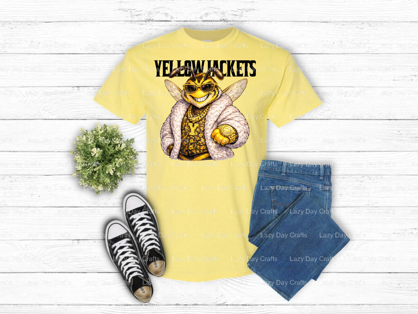YELLOWJACKETS – School Spirit DTF Transfer (view 1 of 2) – by Lazy Day Crafts – DTF Transfers – School Spirit, Mascot DTF...