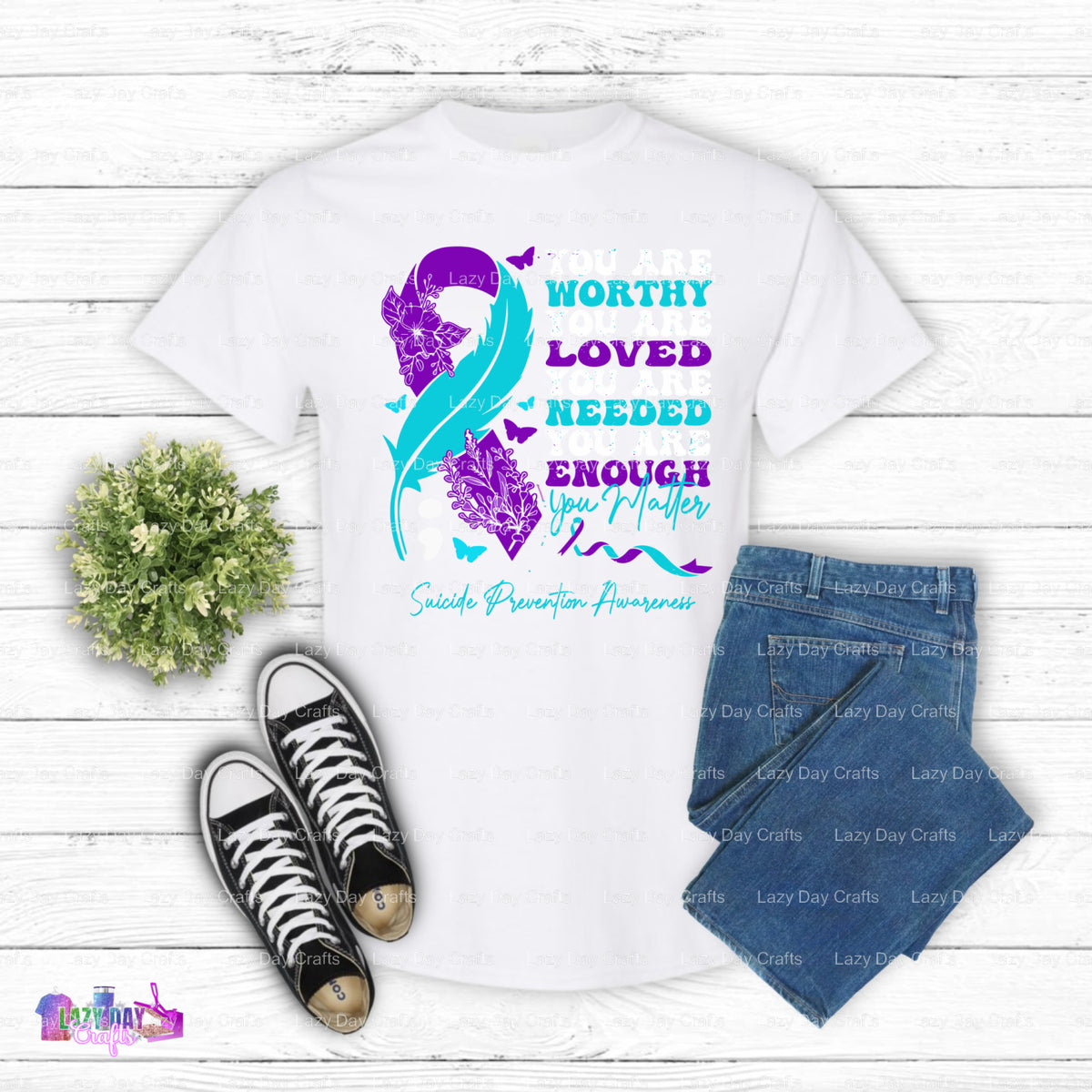 You are Enough – Suicide Awareness DTF Transfer (view 2 of 2) – by Lazy Day Crafts – DTF Transfers – DTF Transfers, Premad...