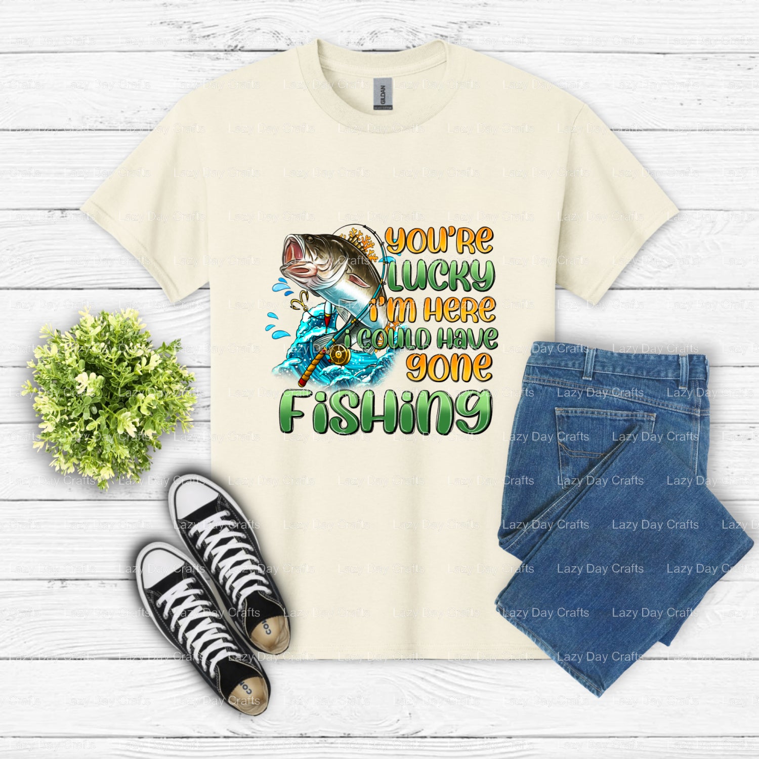 YOU'RE LUCKY I'M HERE I COULD HAVE GONE FISHING – Fishing DTF Transfer (view 2 of 2) – by Lazy Day Crafts – DTF Transfers...
