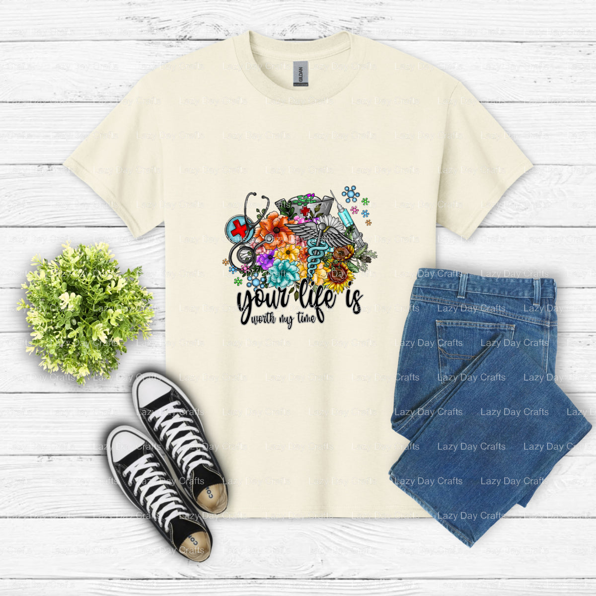 Your Life Is Worth My Time NURSE – Nurse DTF Transfer (view 2 of 2) – by Lazy Day Crafts – DTF Transfers – Nurse, DTF Tran...